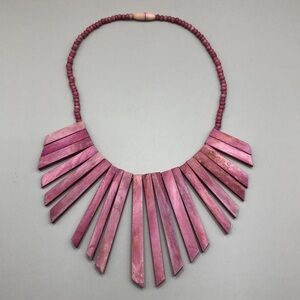 Vintage artisan dyed bone fringe style necklace, tribal, boho, statement.